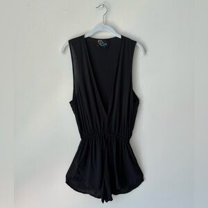 Blue Life Black Deep V Romper